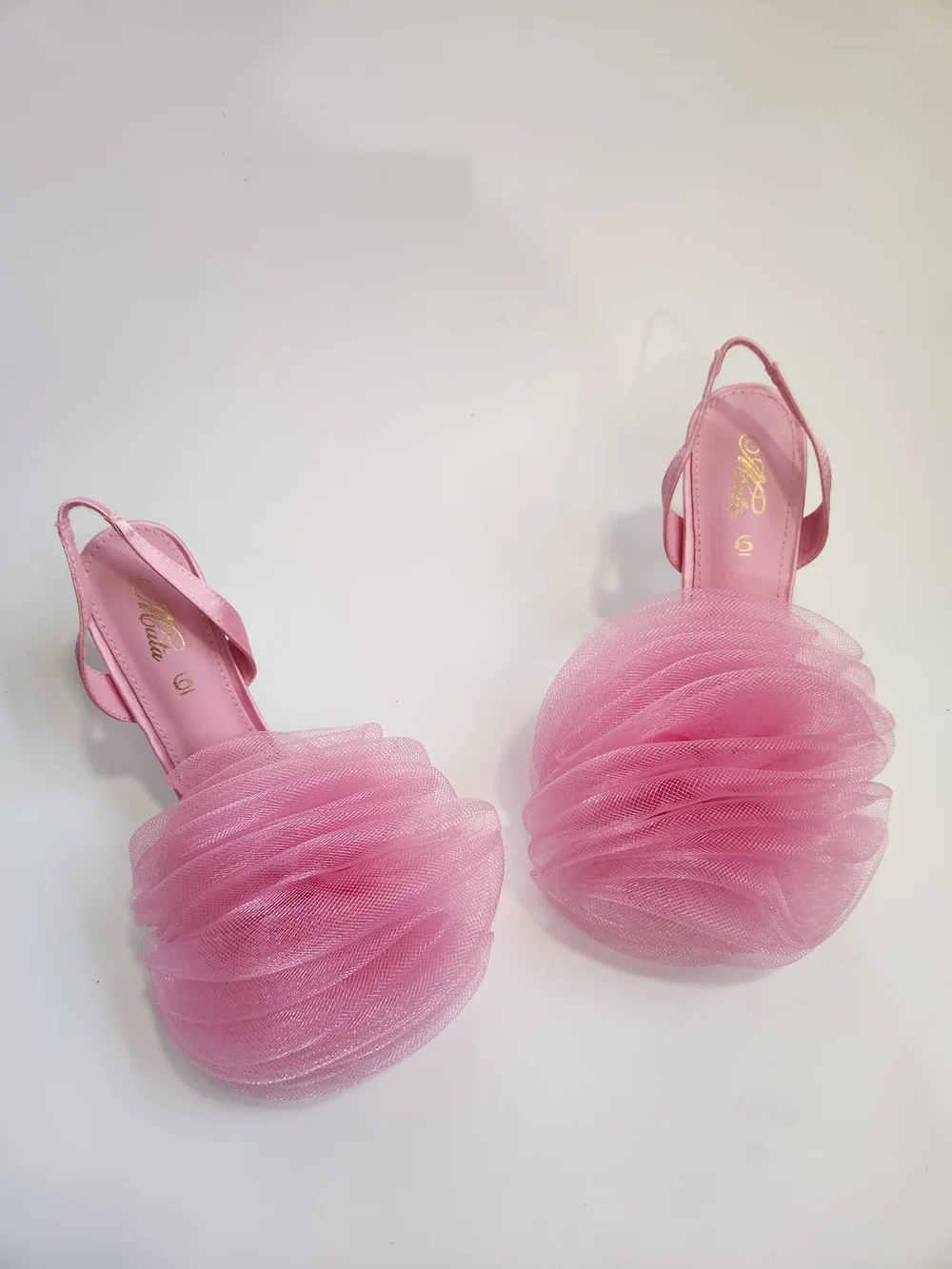 Mata Shoes‎ Pink Tulle Pouf Slingback Heels Size 6
